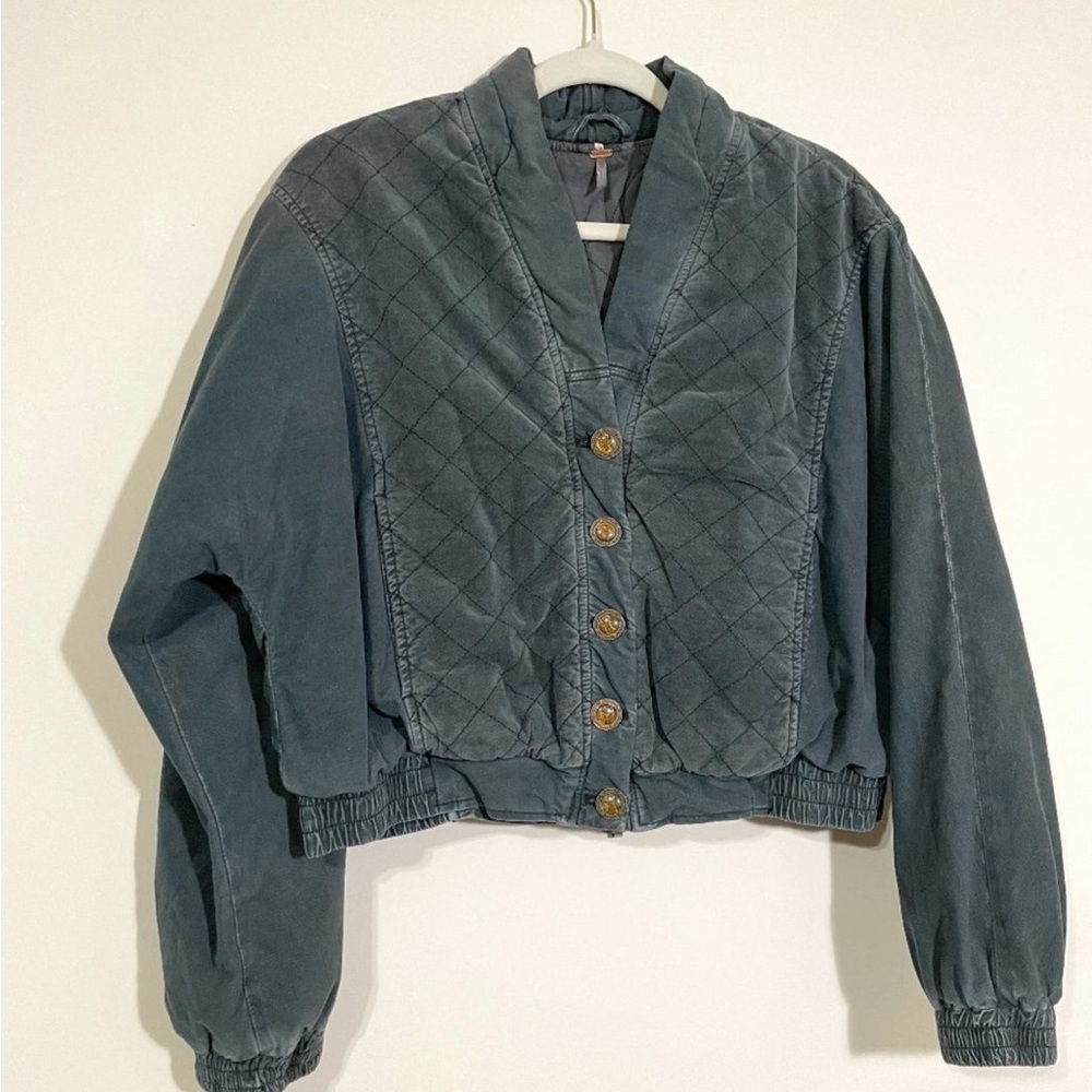 FP Movement by Free People Quilted Bomber Jacket in blue